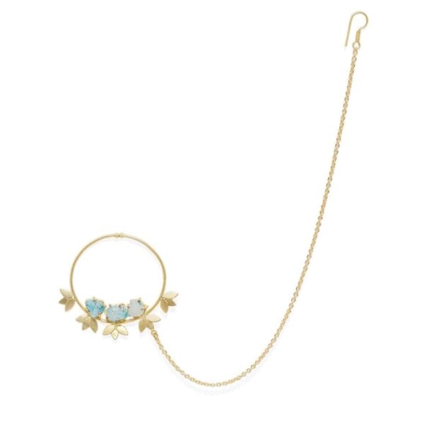 AccessHer Gold Plated Pastel Blue Stone Nose Ring With