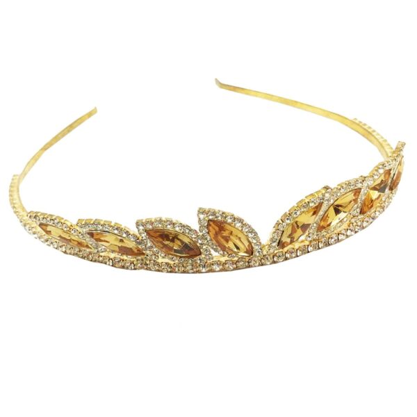 AccessHer Rhinestone Golden Metal Crown Tiara Pageant for