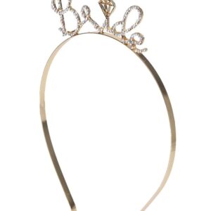 Gold Plated Rhinestones Embellished Bride Hairband Crown for Women