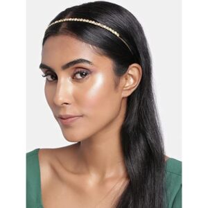 Gold Plated Rhinestones Studded Delicate Hair Band for Women
