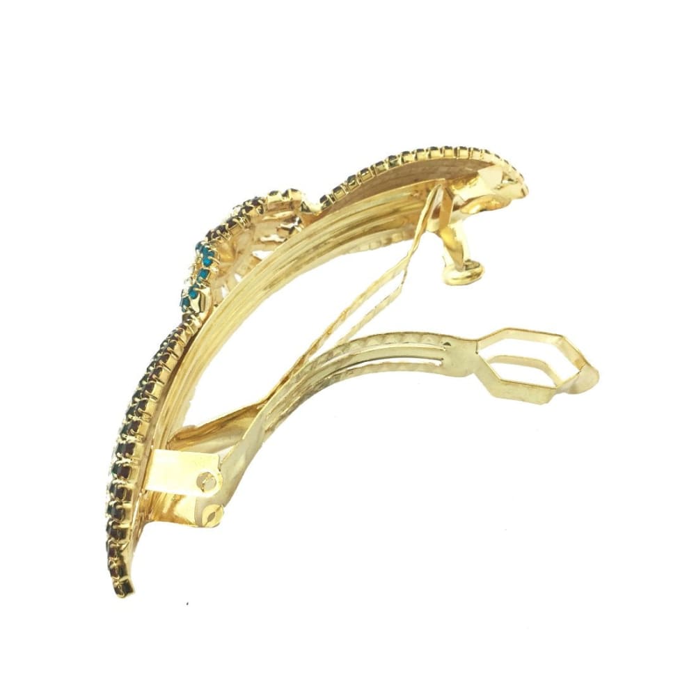 Accessher Gold Plated Designer Studded Back Hair Clips with