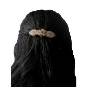 Gold Plated Rhinestones Studded Hair barrette Buckle Clip for Women