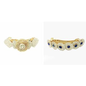 Gold Plated Rhinestones Studded Hair Barrette Pack of 2  for Women