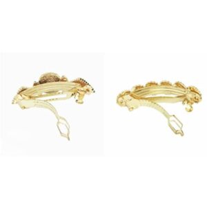 Gold Plated Rhinestones Studded Hair Barrette Pack of 2  for Women