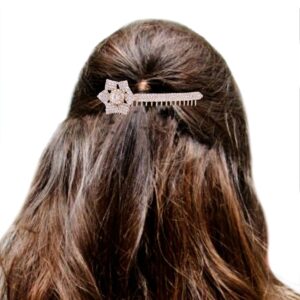 Gold Plated Rhinestones Studded Hair Comb Pin for Women