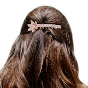Gold Plated Rhinestones Studded Hair Comb Pin for Women