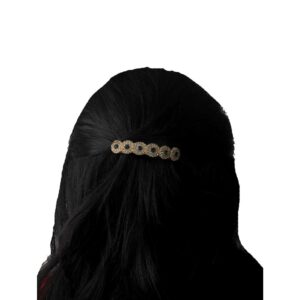 Gold Plated Rhinestones Studded Small Hair Barrette Buckle Clip for Women