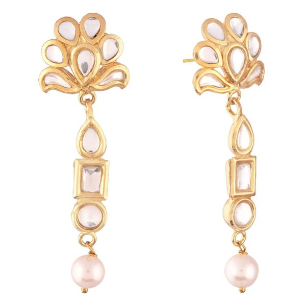 AccessHer Gold Plated Small Kundan Dangle Drop Earrings for
