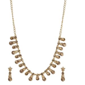 Gold Plated Studded Delicate Necklace Set for Women
