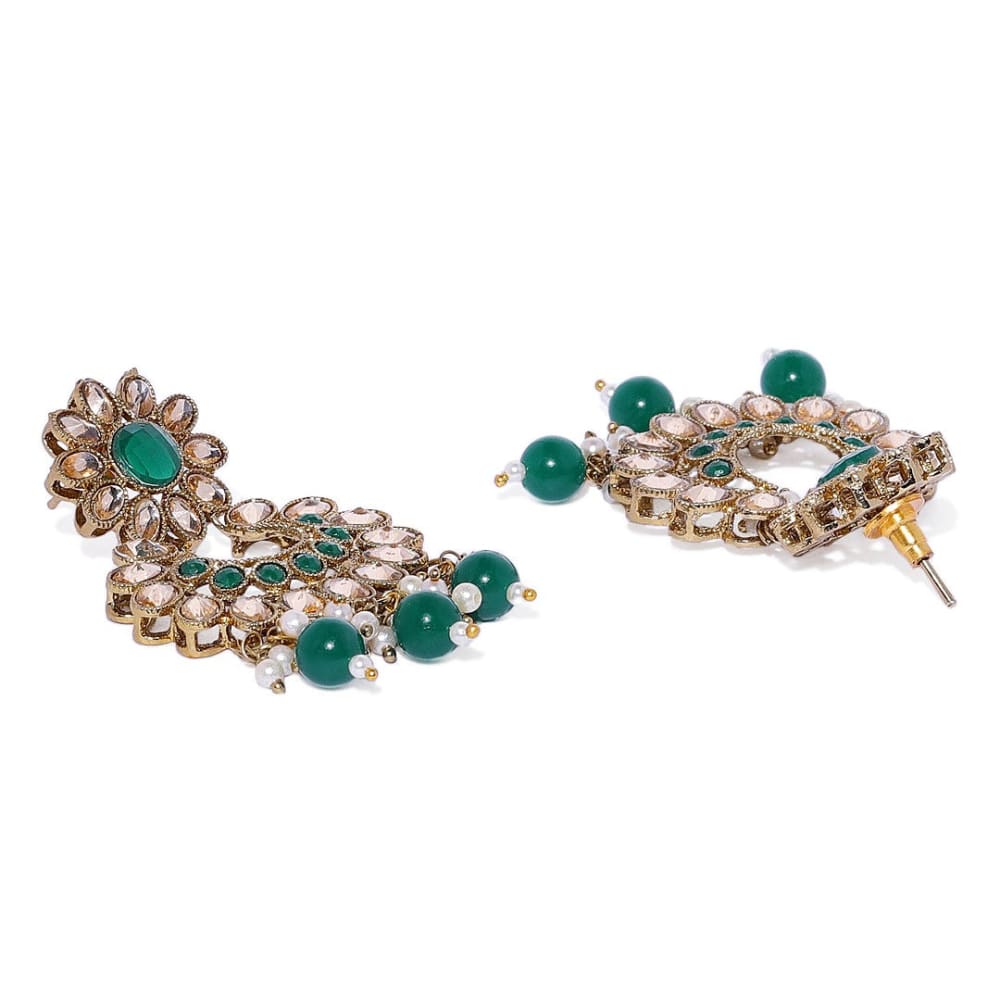 AccessHer Gold Plated Kundan Pearl and emarald Embellished