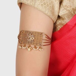 Gold Plated Studded Statement Armlet Bajubandh for Women