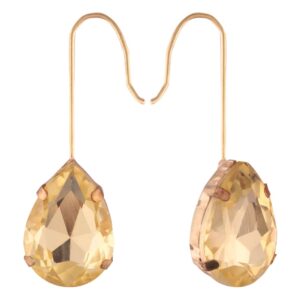 Gold Plated Tear Drop Stone Studded Contemporary Indo-Western Earrings for Women and Girls