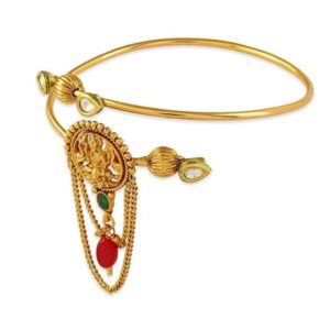 Traditional Gold Plated Temple Inspired Lakshmi Mata Bajubandh Armlet for Women