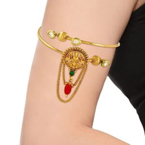 Traditional Gold Plated Temple Inspired Lakshmi Mata Bajubandh Armlet for Women