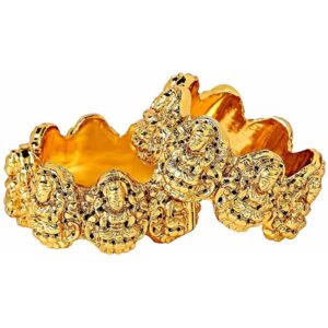 Gold Plated Temple Inspired Traditional Lakshmi Mata Bangles Set of 2 for Women