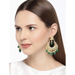 Gold Plated Traditional Ethnic Kundan and Pearl Chaandbali Earrings for Women