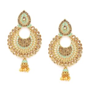 Gold Plated Traditional Kundan chandbali Ethnic Antique Earrings for women and girls