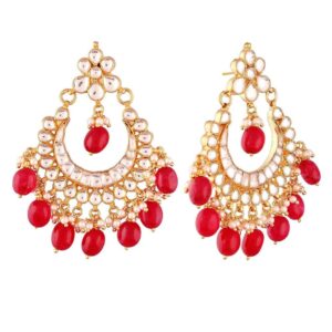 Gold Plated Traditional Kundan Dangler Earrings with Pearls