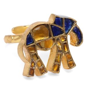 Gold Plated Traditional Meenakari Embellished Finger Ring for Women
