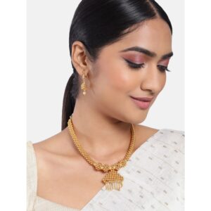 Gold Plated Traditional Thushi Necklace Set for Women
