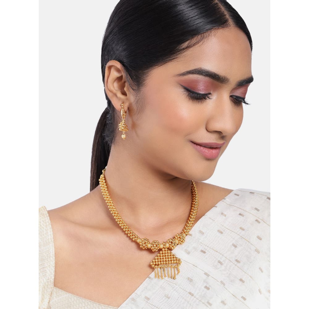 Accessher Gold plated handcrafted thushi necklace Jewellery