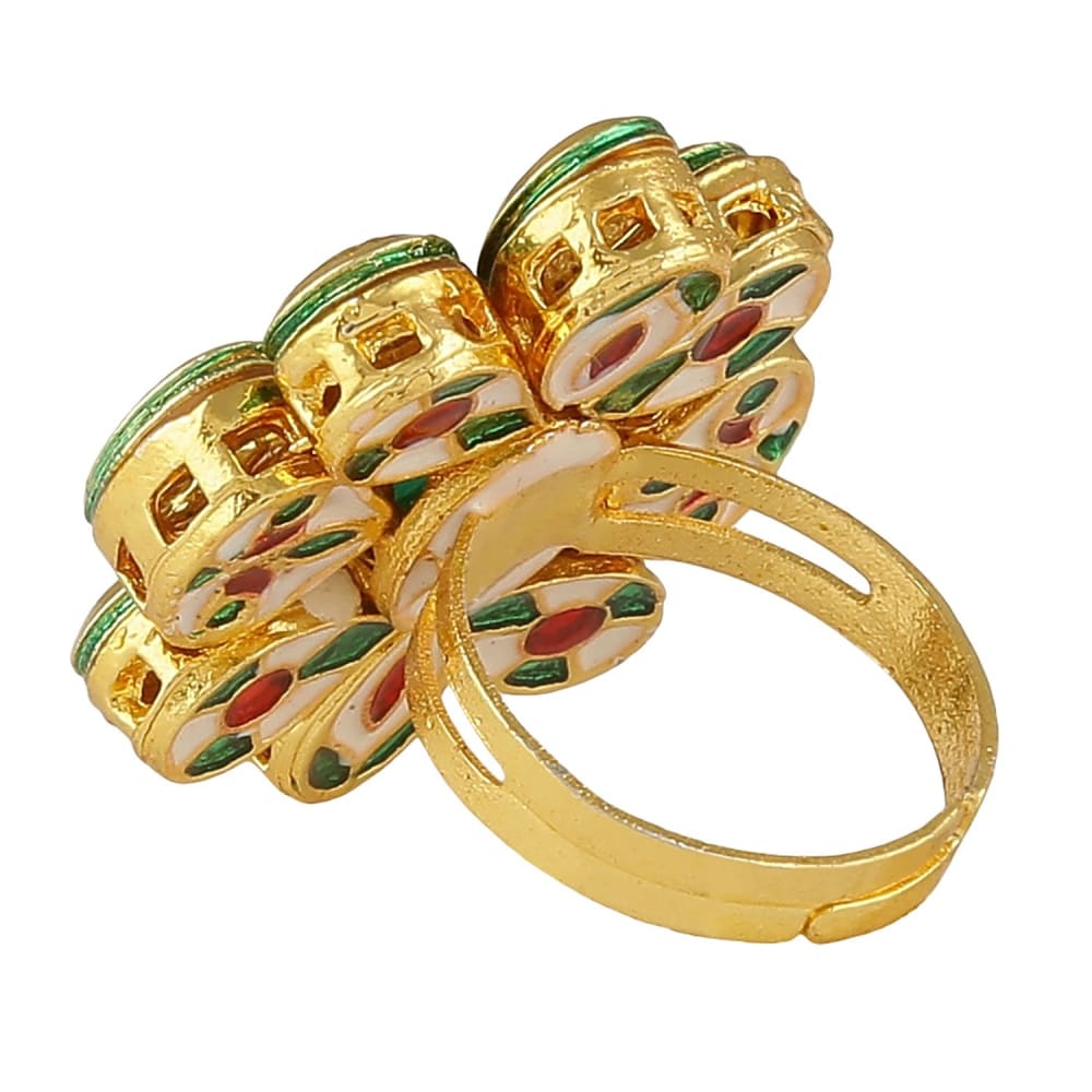 AccessHer Gold Plated Vilandi Kundan Adjustable Finger Ring-