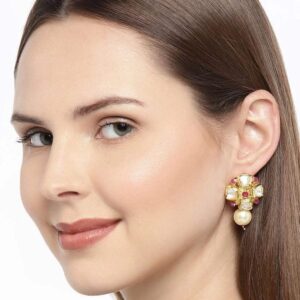 Gold Plated Vilandi Kundan Stud Earrings