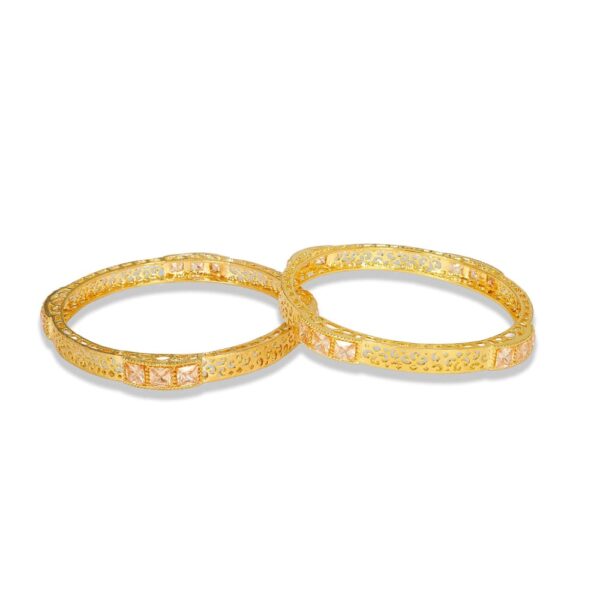 Accessher Gold Plating Filigree Bangles with Champagne Color