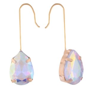 Gold Plated Rainbow Color Tear Drop Stone Studded Contemporary Indo-Western Earrings for Women and Girls