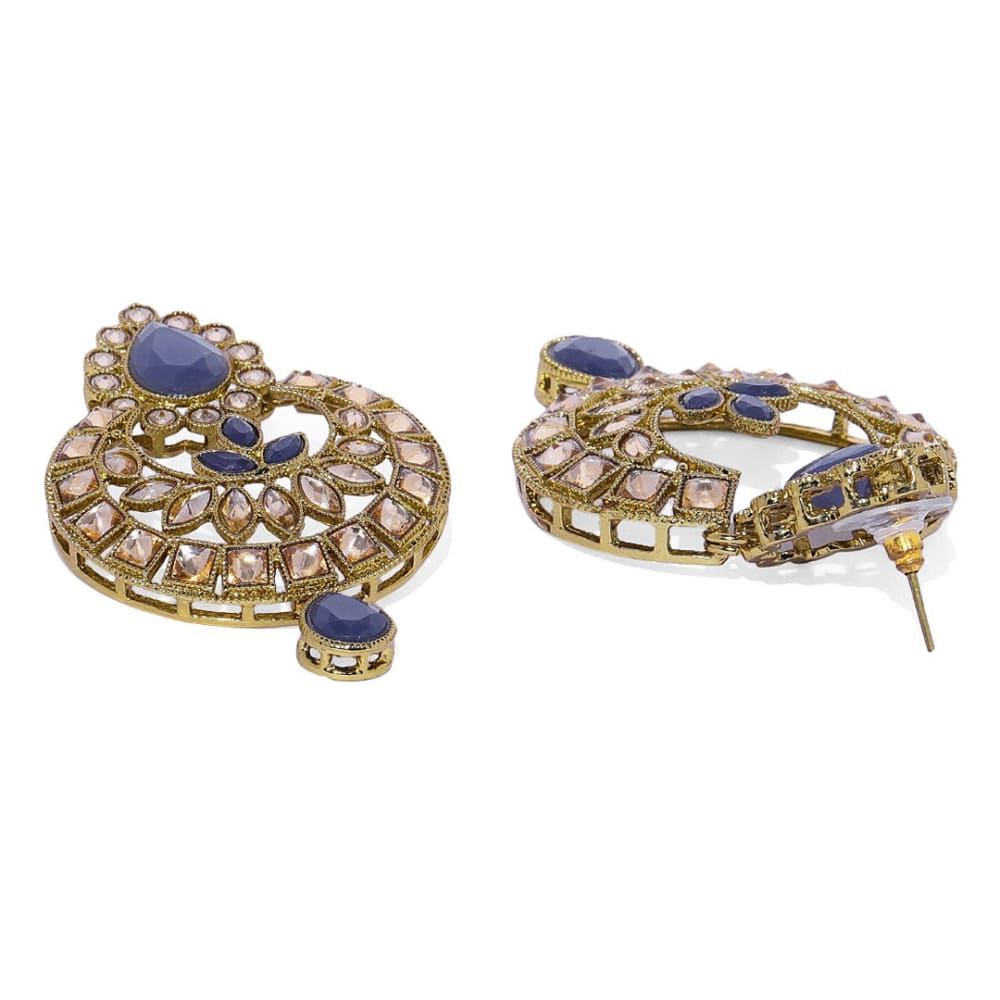 AccessHer Antique Gold Toned Champagne and Blue Stones