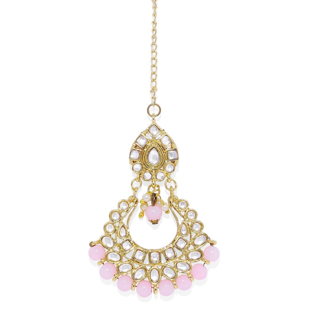 AccessHer Gold Toned Kundan and Pink Beads Choker Jewellery