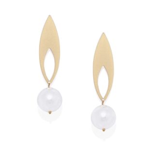 Gold toned Pearl drop Lightweight Dangle earrings for women
