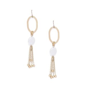 Gold toned Pearl embellished Lightweight Dangle earrings for women