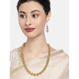 Traditional Gold Plated Filigree Balls Long Necklace Set
