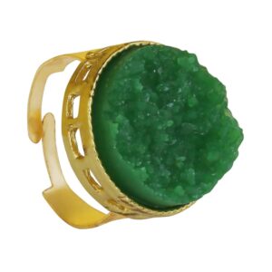 Green Druzy Stone Handcrafted Finger Ring for Women