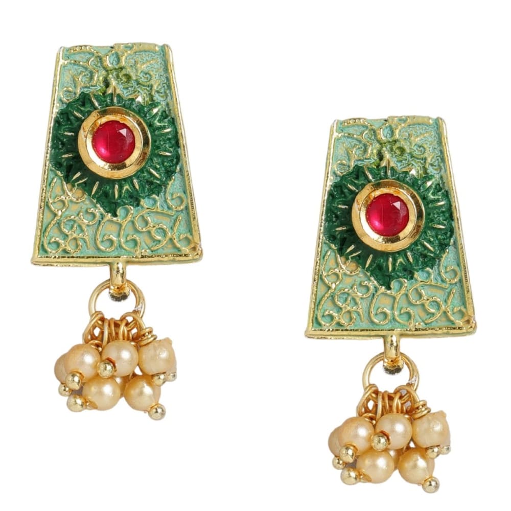 Antique gold Kundan green enamel Choker Jewellery set
