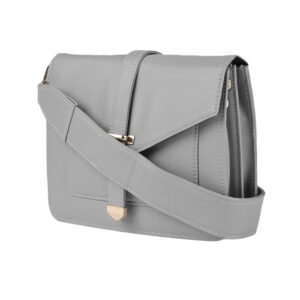 Grey Faux Leather Stylish Sling Bag for Women