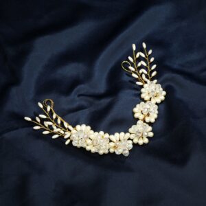 Handcrafted Gold Plated Crystal Beads and Pearls Floral Wedding Hair Vine/Headband for Women and Girls