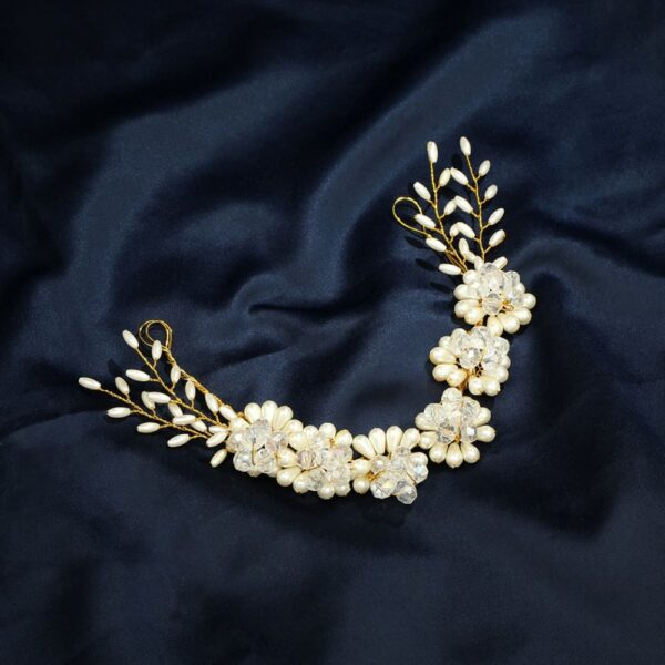 Handcrafted Gold Plated Crystal Beads and Pearls Floral