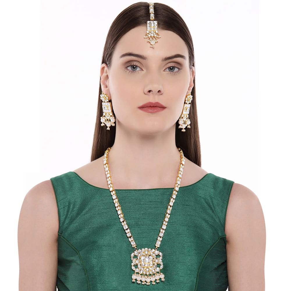 AccessHer Handcrafted Gold Plated Pachi Kundan and pearl