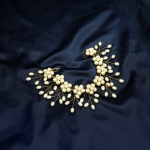 Handcrafted Gold Plated Pearls Floral Wedding Hair Vine/Headband for Women and Girls