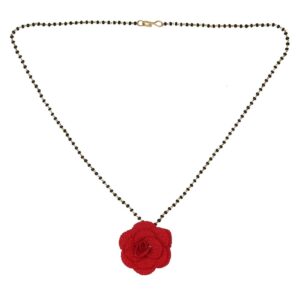 Handcrafted Red Rose Short Mangalsutra for Women