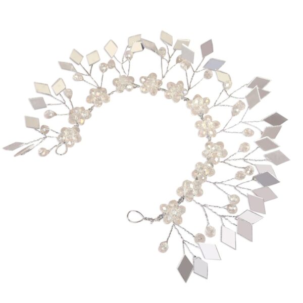 Handcrafted Silver Plated Crystal Beads and Mirror Floral
