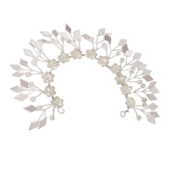 Handcrafted Silver Plated Crystal Beads and Mirror Floral