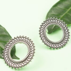 High Quality Oxidised Silver Stylish Alloy Stud Earrings for Women