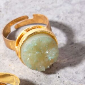 Icy White Druzy Stone Handcrafted Finger Ring for Women