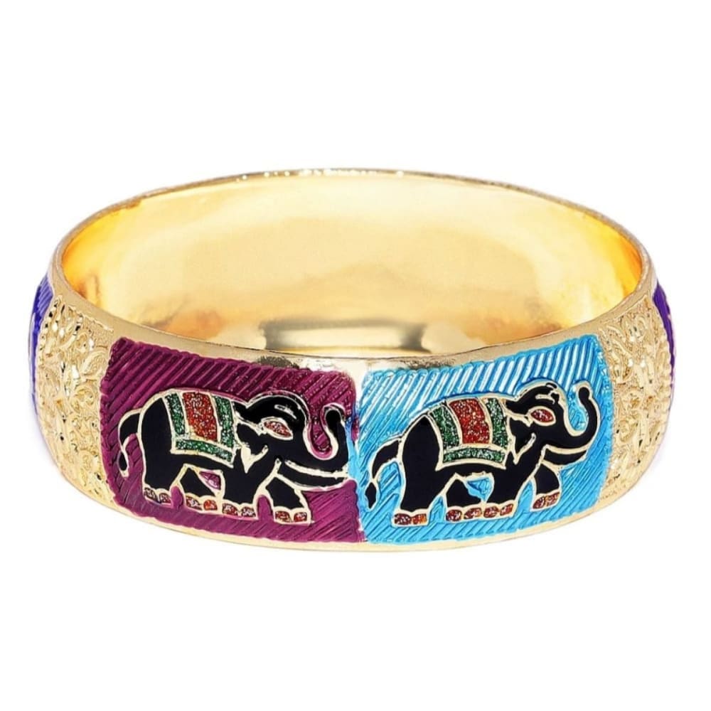 Accessher Ivory Meenakari Bangles with Elephant Motifs for