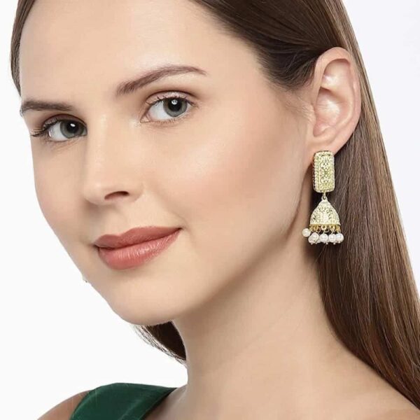 ER0219SR164GW-Accessher Jhumki Earrings With Ivory Enamel - access-her