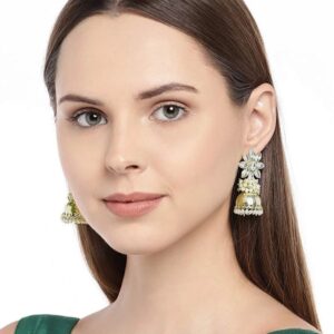 Kundan and Pearl Embedded Jhumki Earrings for Women