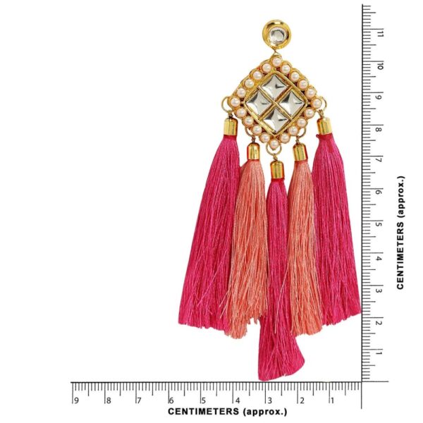 ER0118GC100GMULTI -AccessHer girly and glamrous peach pink  kundan and tassle earrings for women and girls - access-her